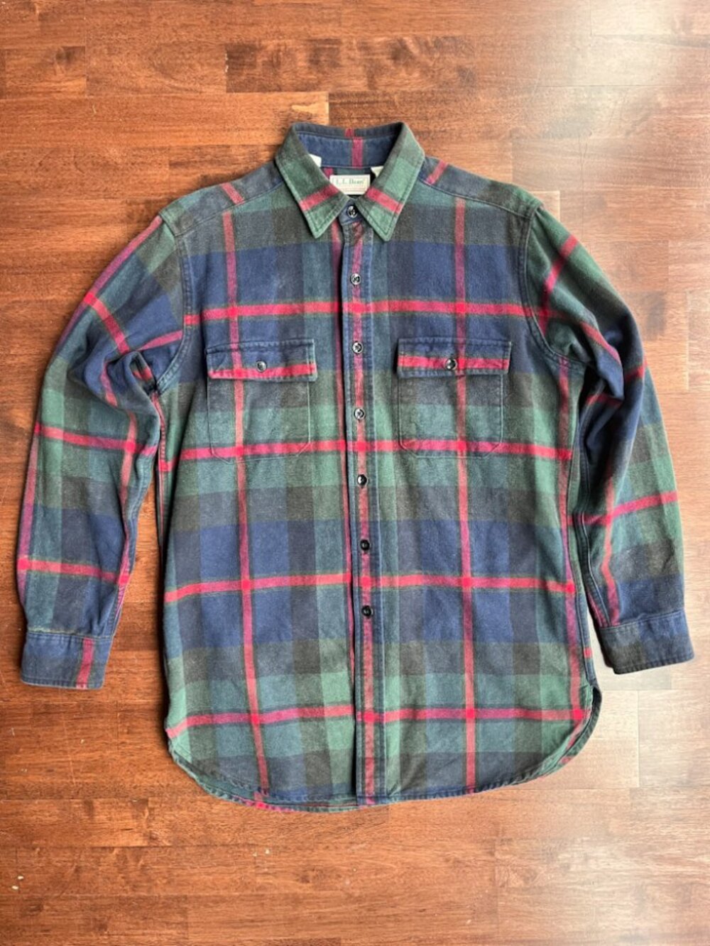 LL Bean Made in USA Chamois Shirt Men's Medium Tall Plaid Heavy Flannel